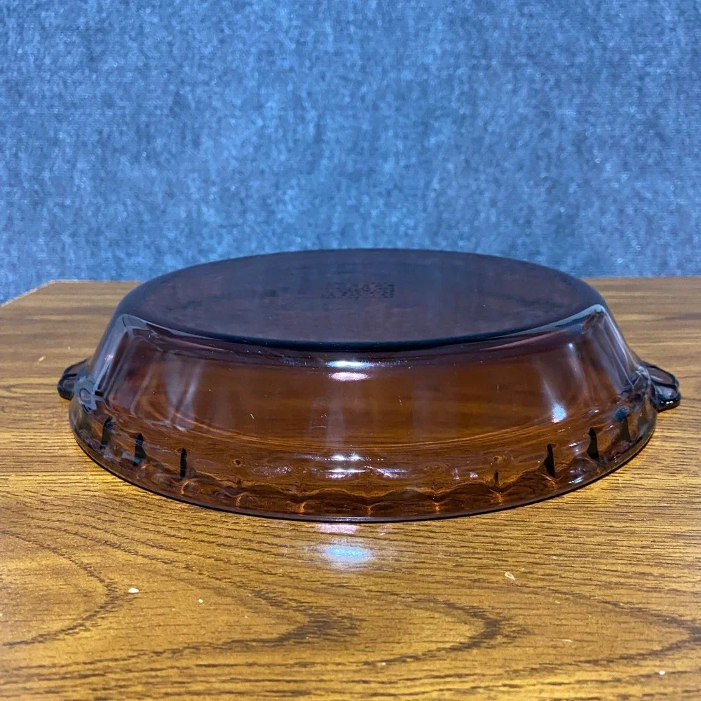 Pyrex Visions Cranberry Pie Plate 229 24cm Scalloped Rim Baking Dish USA 9.5